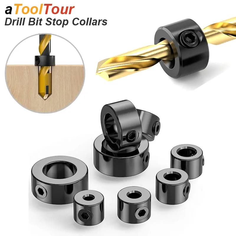 Set of Clamp Collar for Trap Ring for Stop Tip Tree Limit Metric Block Depth of Steel Press Adjustable Positioner Guide for Holes Woodworking Tool