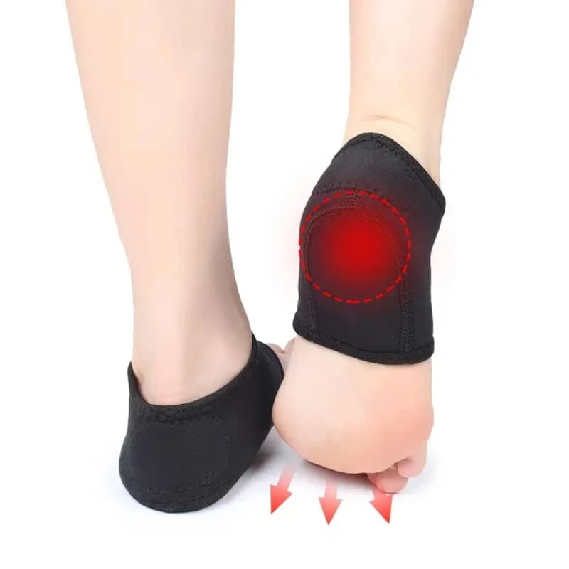 1 paio di protezioni per tallone nere e rosse, calde, antiscivolo, supporto per la caviglia, unisex, per tutte le stagioni, maniche protettive per alleviare la pressione