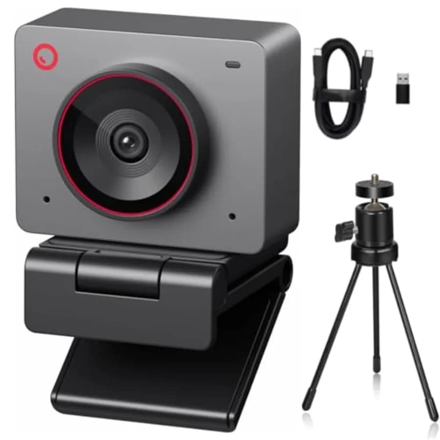 Webcam 4K Ultra HD Meet 2 for Streaming, Video Camera for Conferences 1080p to 60 FPS with Automatic cutting AI, USB-C, Double Reduction of Noise