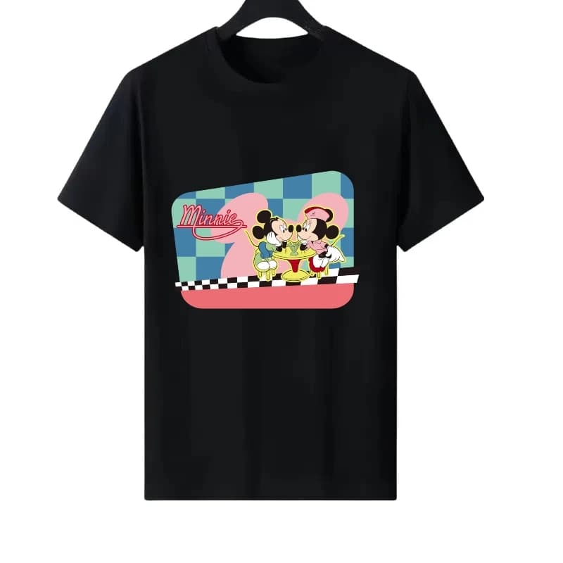 T-shirts Larghe con Stampa Disney Mickey Mouse for Women, Clothing Coordinated Genitor-Son, T-Shirt Economics Y2k a Maniche Corte Unisex