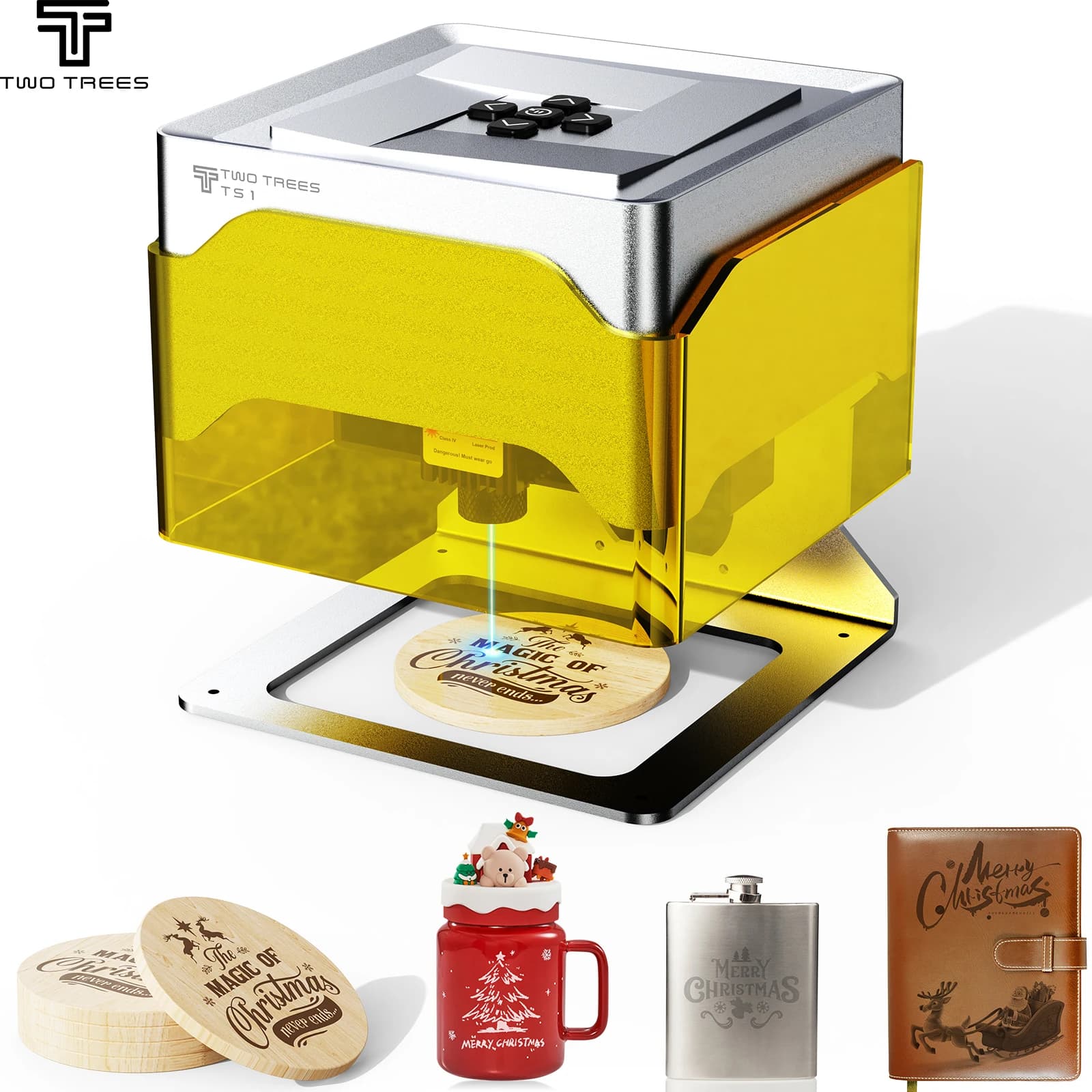 Twotrees TS1 Mini Laser Engraver Machine 80x80mm Engraving Area Support USB/Bluetooth Desktop Laser Engraving Machine