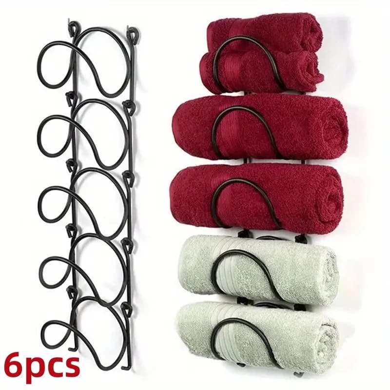 Portasciugamani da parete da 2-6 pezzi con ganci Espositore per vino multistrato perforato gratuito per decorazioni per organizer da parete per riporre il bagno