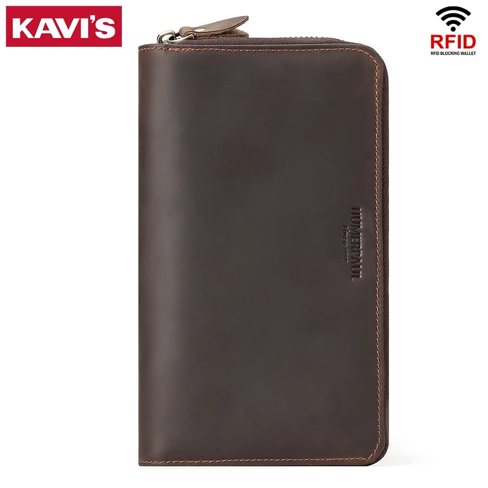 Portafoglio lungo da uomo con pochette in vera pelle RFID Organizer Borsa per cellulare con porta carte multi slot Borsa multifunzionale