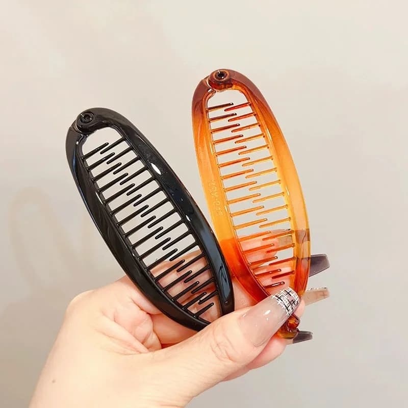 Amber Banana Hair Clip Large Volume Ponytail Twist Clip French Elegant High Cranial Top Hair Barrettes