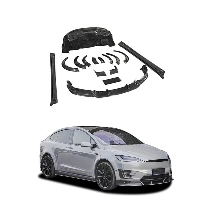 High Quality TC Style Real Carbon Fiber Wide Body Kit Side Skirts Rear Diffuser Fender Flares Tuning Parts For Model X