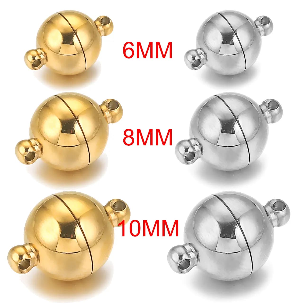 2 set di sfere in acciaio inossidabile con chiusura magnetica per collana, chiusure a cilindro, connettore per bracciale fai da te, materiali per la creazione di gioielli, accessori