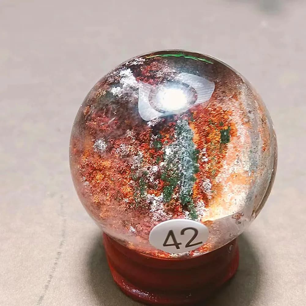 Ornamenti a forma di sfera fatti a mano in cristallo di quarzo naturale verde fantasma, decorazione per la casa, trattamento con campioni di Reiki