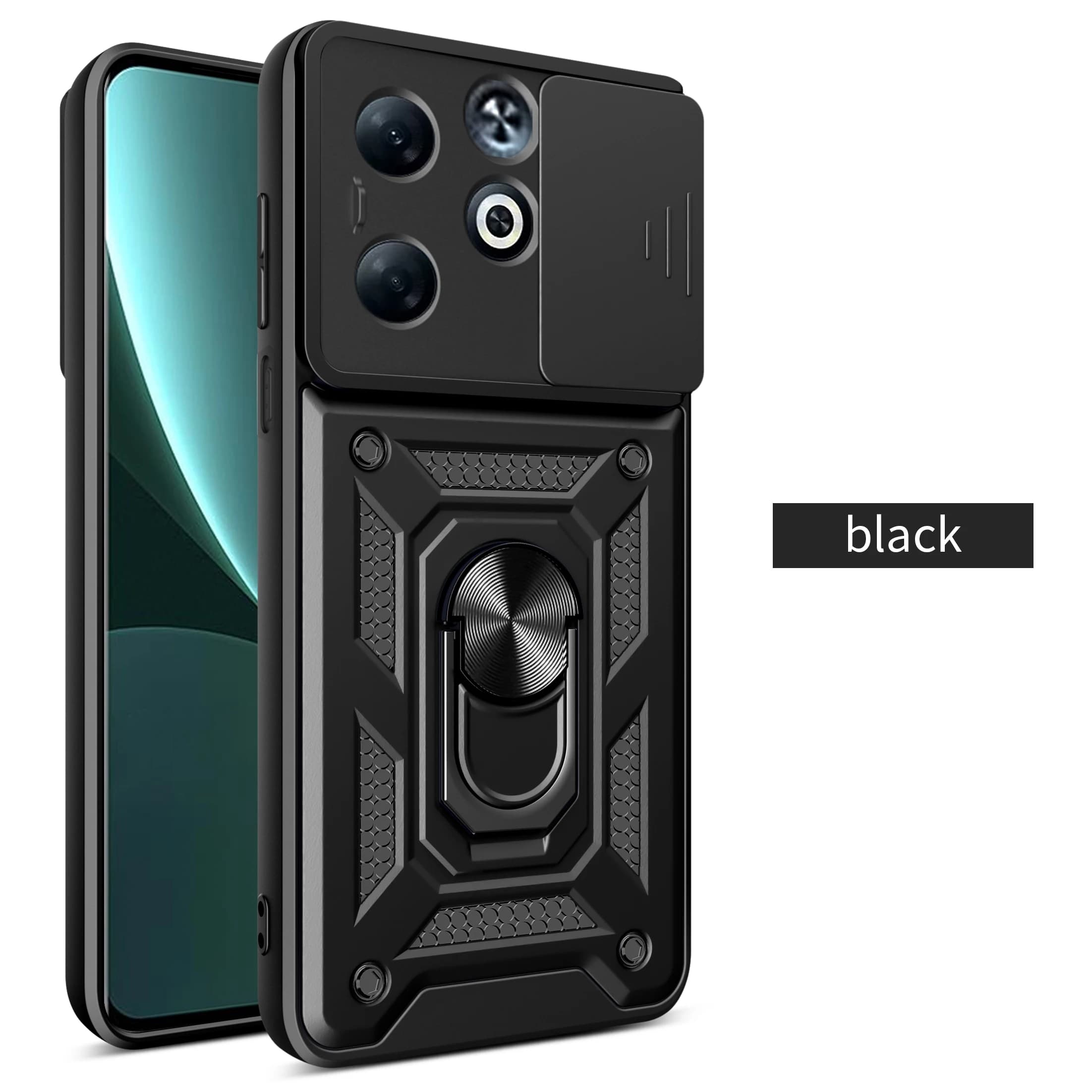 For Infinix Smart 8 Case Infinix Hot 40i Cover Smart 8 HD Magnetic Ring Holder Armor Phone Case Slide Camera Protect Back Cover
