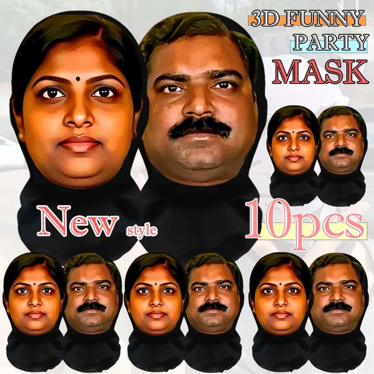 10Pcs 3D Funny Balaclava Mask Halloween Cosplay Role Play Sunscreen Cycling Face Mask Prank Cosplay Head Cover Unisex