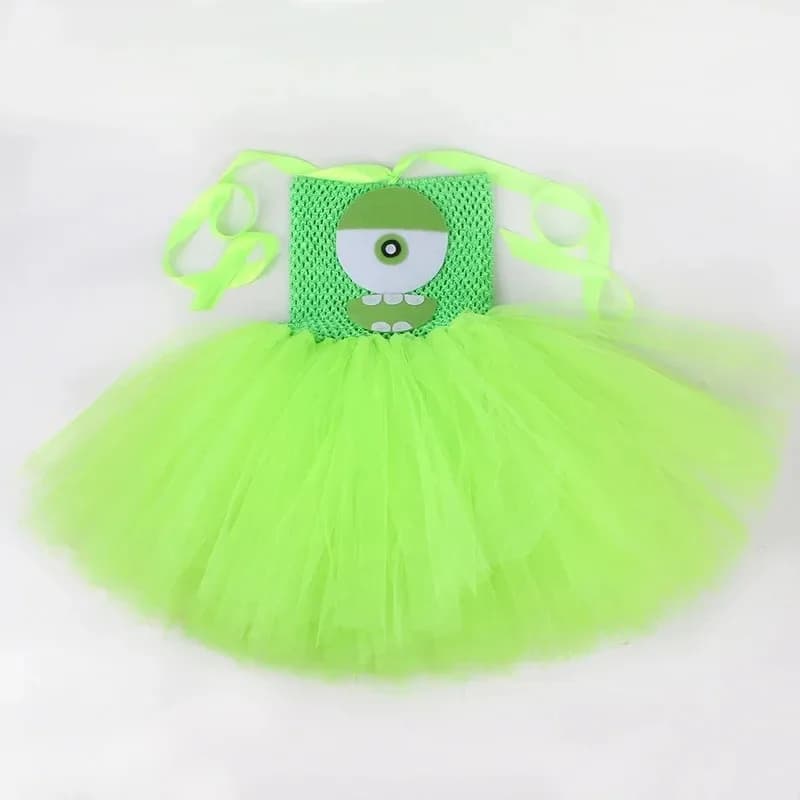 New 2026 Mike Wazowski Halloween Costume for Carnival Party Dresses Green Funny Monsters Cosplay Cartoon Tutu Princess Dress COS