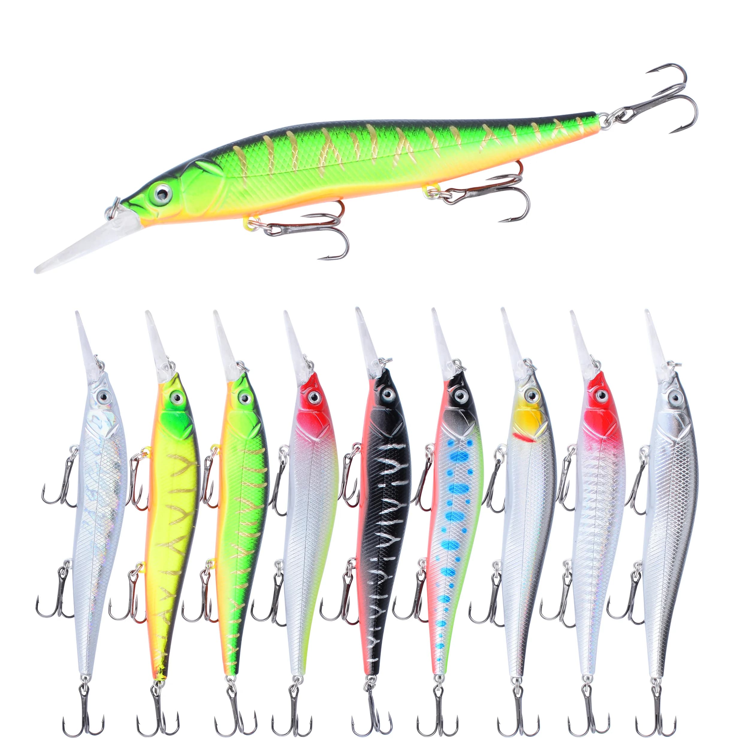 10 pieces fishing bait floating fish Wobblers bait artificial hard with triple hook for bass luccio Crankbait