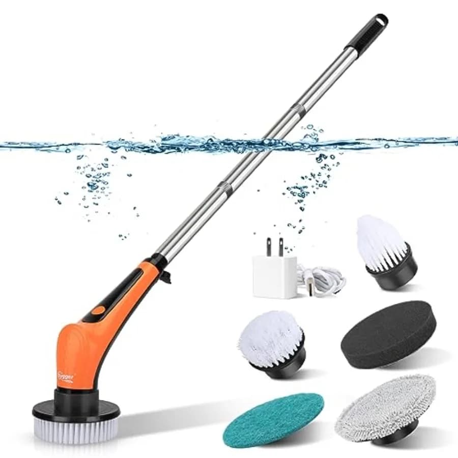 Spazzole Elettriche per Pulizia Acquario IPX8, Kit di Pulizia Ricaricabile con 6 Testine Rotanti Sostituibili, Uso Senza Fili 2
