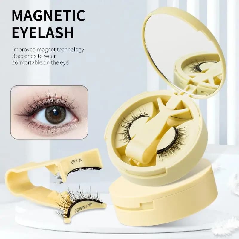 Reusable magnetic eyelashes HUA Set 1 pair No glue needed Fake eyelashes with magnetic tweezers Fake eyelash makeup tool