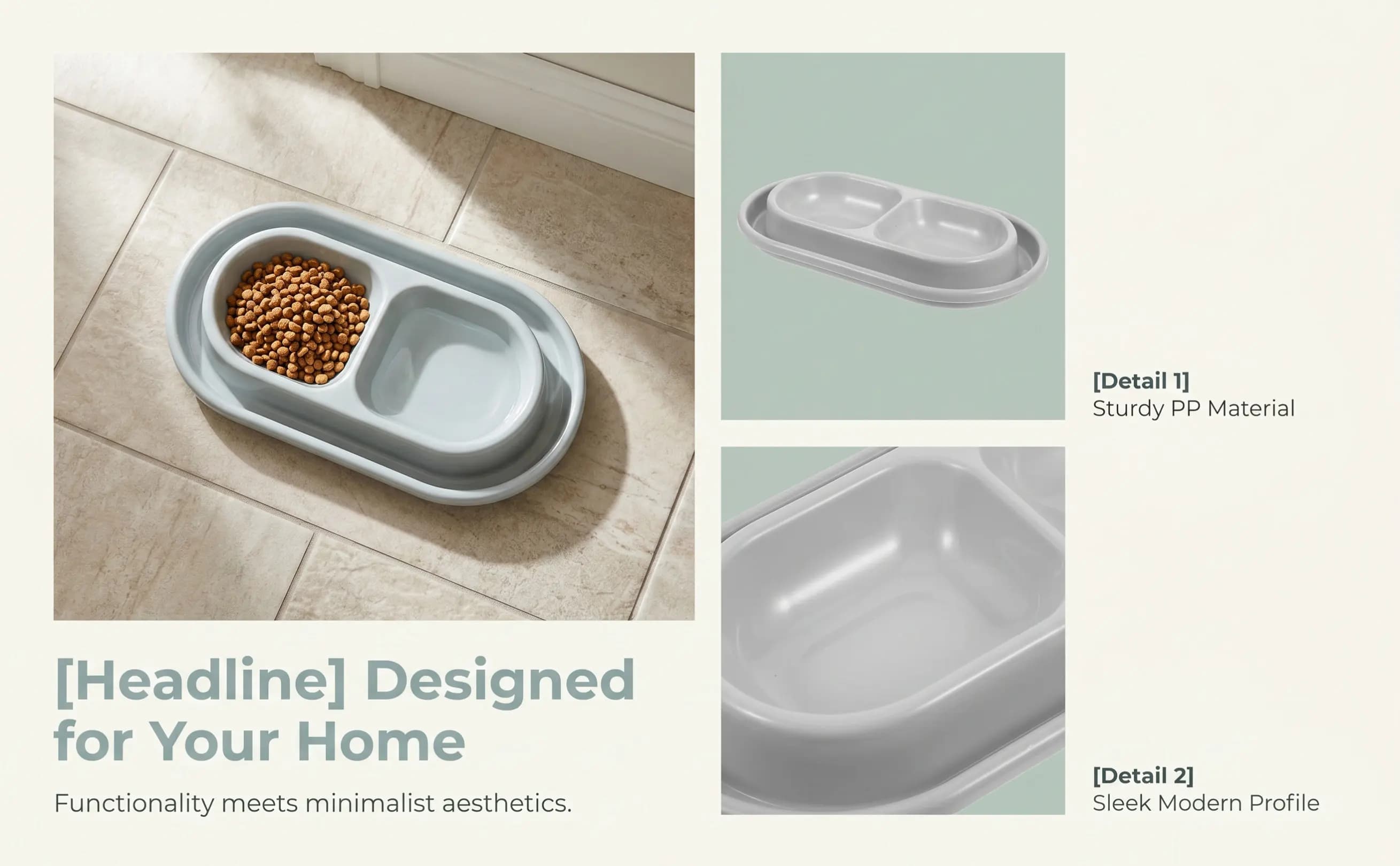 Double Pet Bowl Anti-Ant Gray Cat Food Water Bowl Set Safe Clean Feeding Station Small Medium Dogs Cats Cat Bowls