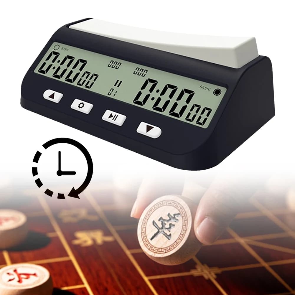 Orologio da scacchi Timer digitale professionale avanzato per scacchi Timer da gioco portatile multiuso con ritardo Bonus di base e tempo positivo