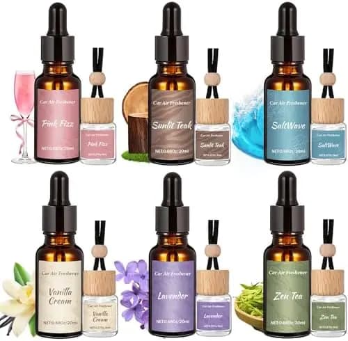 Pack of 12 Deodorants for Cars with Ricariche - 6 Fragrances, Reusable Diffusers and Refill Flavors for Essential Oils