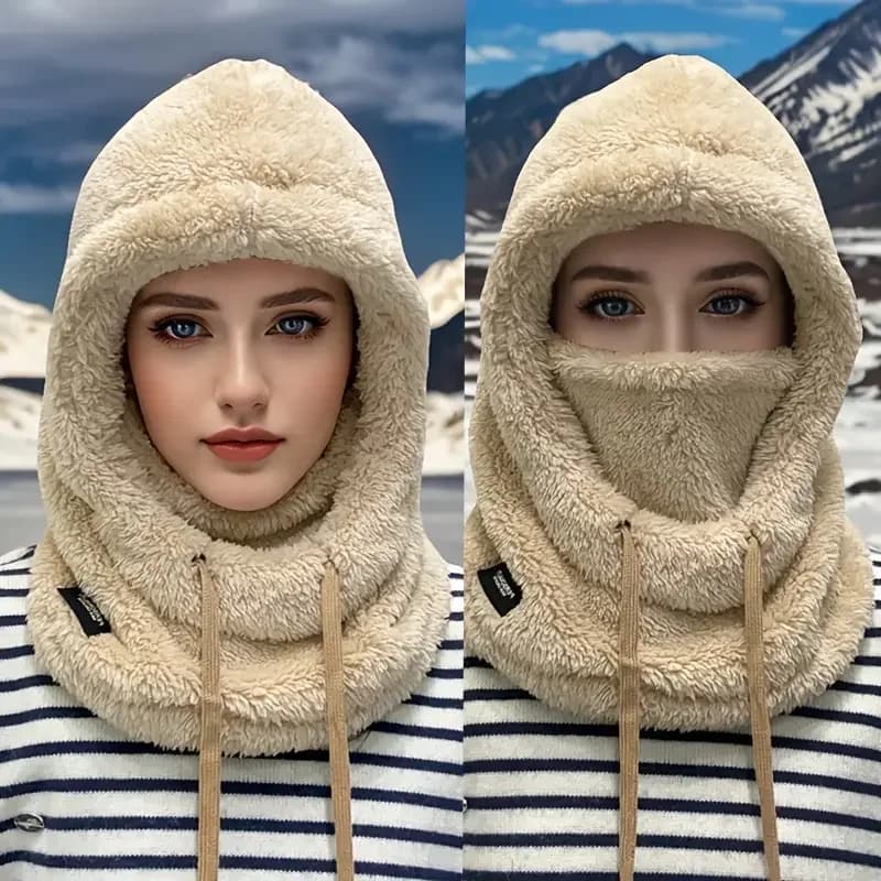 Winter Warm Balaclava Thermal Windproof Ski Hood Motocycle Face Cover Polar Fleece Adjustable Cycling Neck Cover Full Face Mask