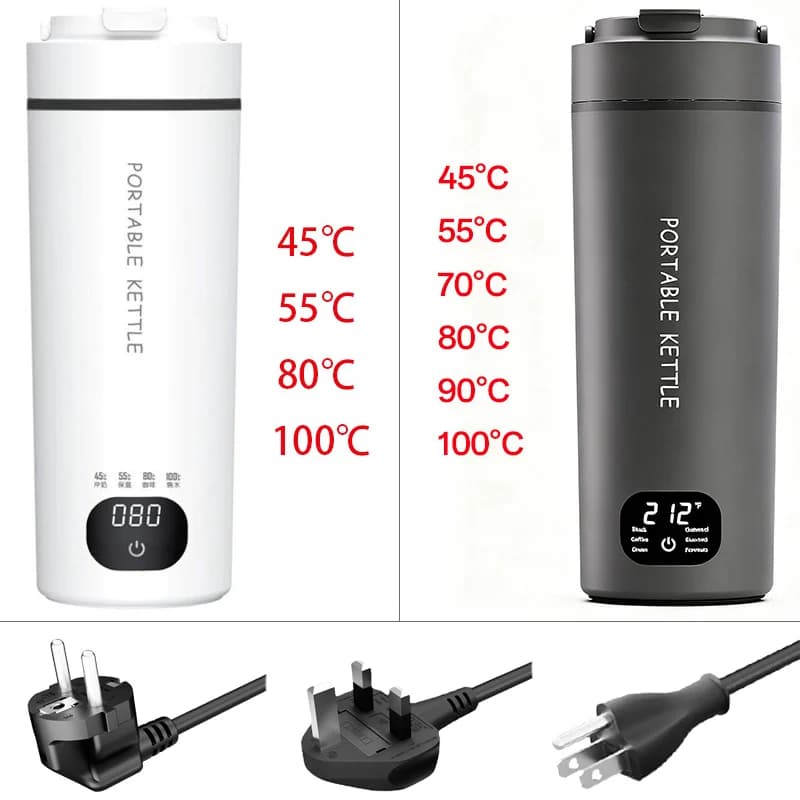4 6 Gear EU UK US Plug 220V 110V Electric Heating Bottle Hot water Keeping Cup LED Display Mini Sealing Portable kettle