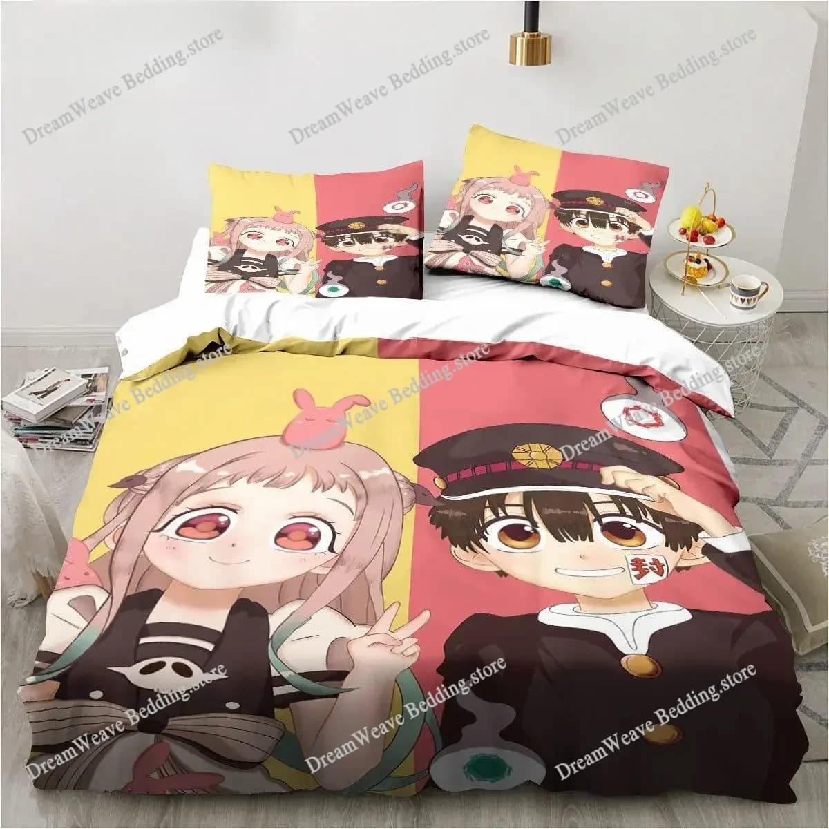 Set di Biancheria da Letto Stampata in 3D di Anime Toilet-Bound Hanako-kun, Copripiumini, Federe, Set Copripiumino, Biancheria da Letto