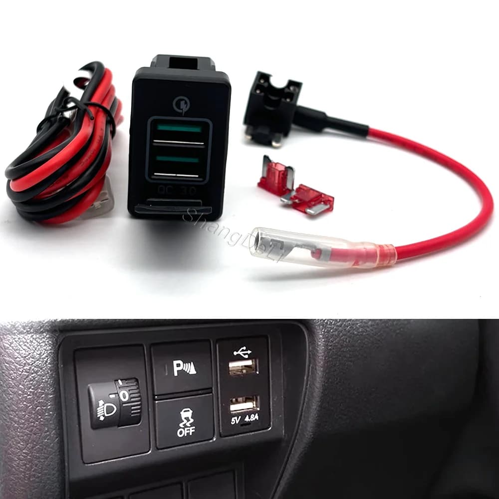 1PC Caricatore USB QC3.0 per auto, presa adattatore a doppia porta, adatto per Honda CRV AVANCIER BREEZE 2017 - 2021
