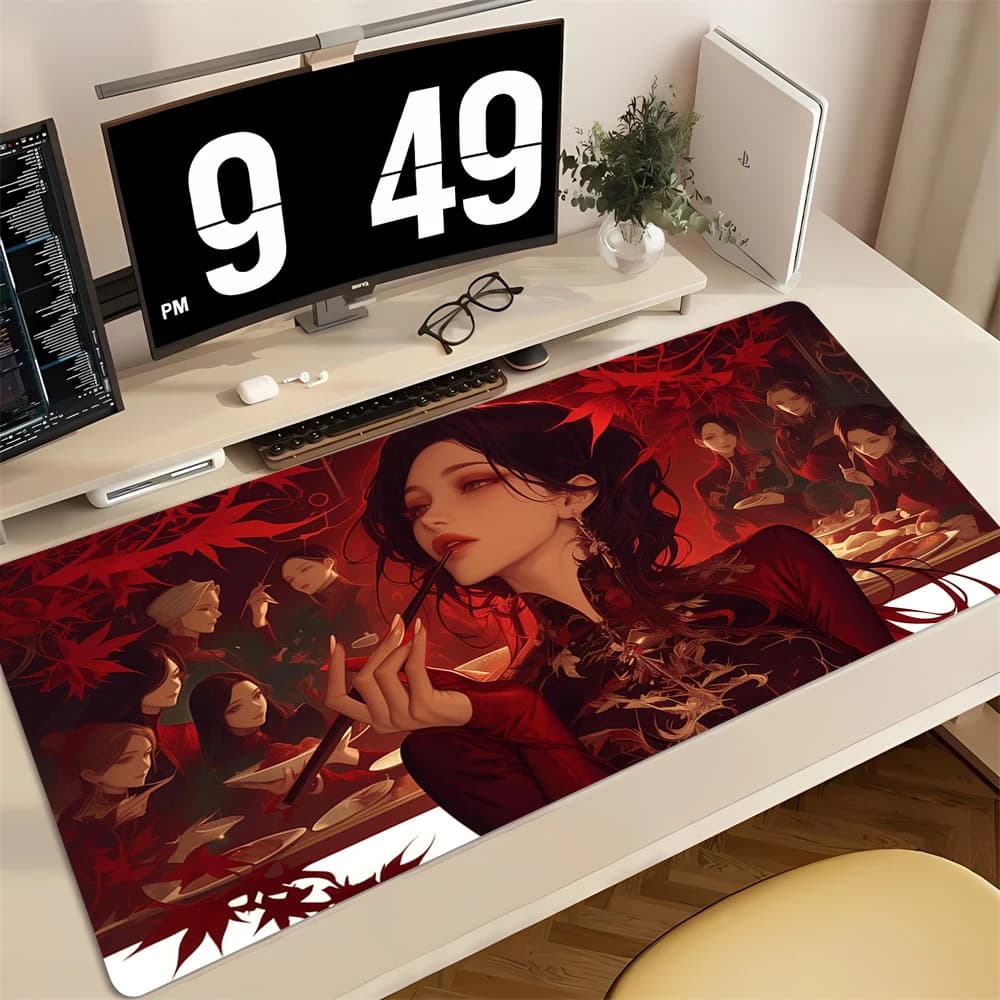 Tappetino XXL per Laptop e Mouse da Ufficio, Tappetino da Scrivania con Bordo Bloccato per Computer, Tappetini Grandi Rosa e Neri per Tastiera e Tavolo, Ideali per la Camera delle Ragazze
