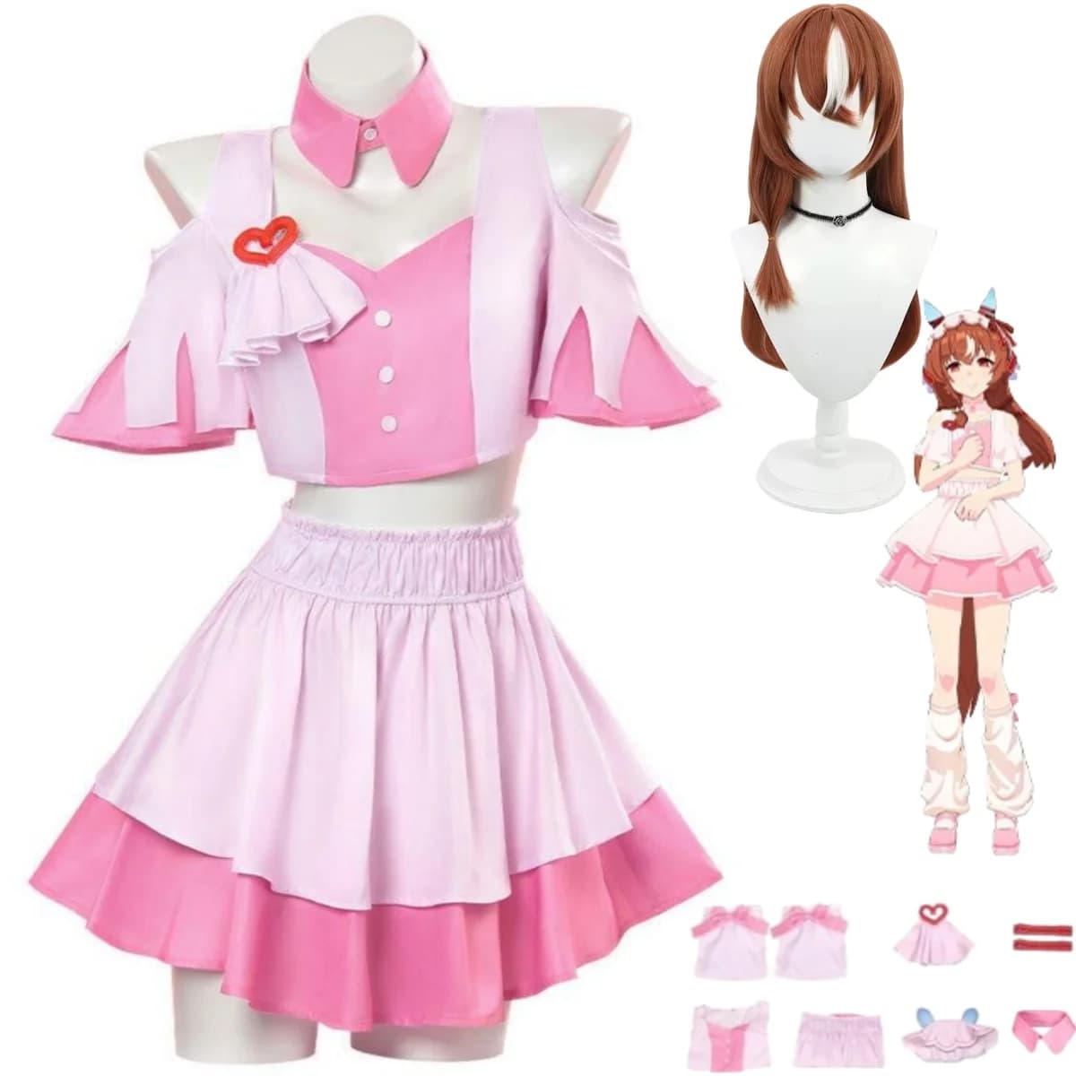 Game Umamusume: Pretty Derby Still in Love Cosplay Costume 4.5 Anniversary Pink Dress Jersey Wig Woman Cute Halloween Dress