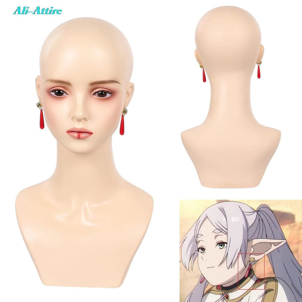 Anime Sousou No Frieren Frieren Orecchini rossi Accessori per costumi Travestimento per feste Donne Halloween Gioco di ruolo Puntelli Abiti per abiti