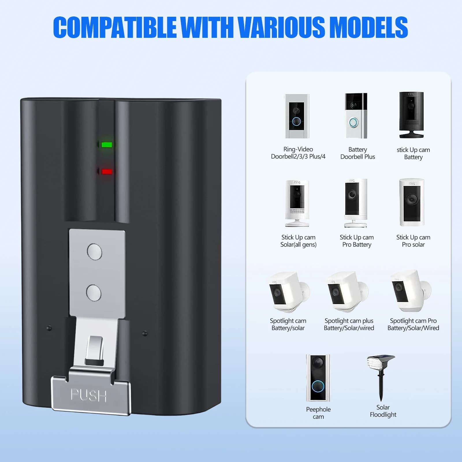 Batteria Oyomba 6040mAh per videocitofono Ring-Video V4 compatibile con Ring Video Doorbell 4/3/2/1 e Stick Up Cam