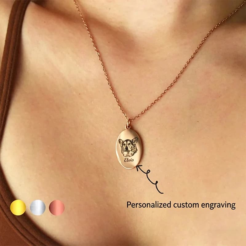Collana Personalizzata con Foto di Animali Domestici e Ritratto Umano, Ciondolo in Acciaio Inossidabile con Nome di Cane o Gatto, Collane di Tendenza 2026