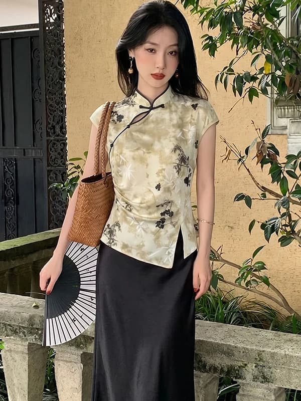 New Chinese Style High Waist Skirt Set Short Sleeve Top And Skirt Two-Piece Ensemble Heavy Embroidery Summer Fashion Wom...