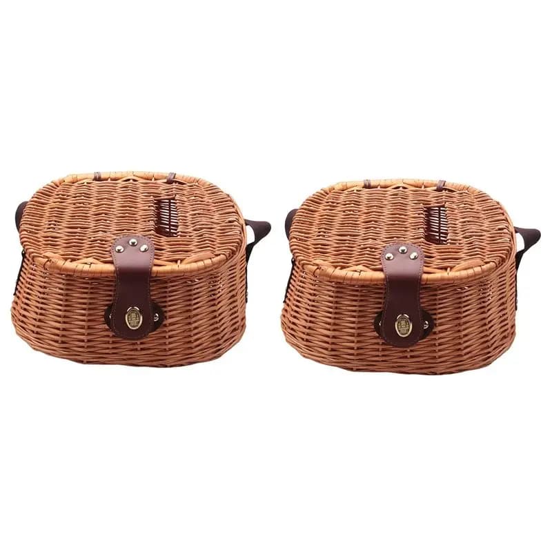 AEF6-2X Classic Vimini Fishing Basket for Trout and Perch, Fishing Equipment Container, Outdoor Fishing Box