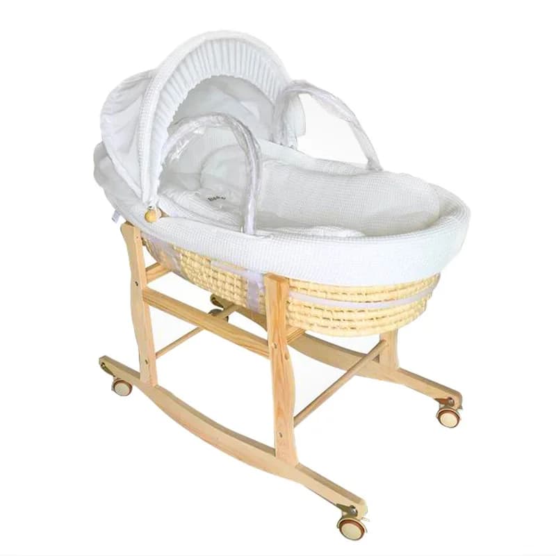 Culla portatile per neonati, lettino per bambini, culla in paglia di mais intrecciata, culla per dormire