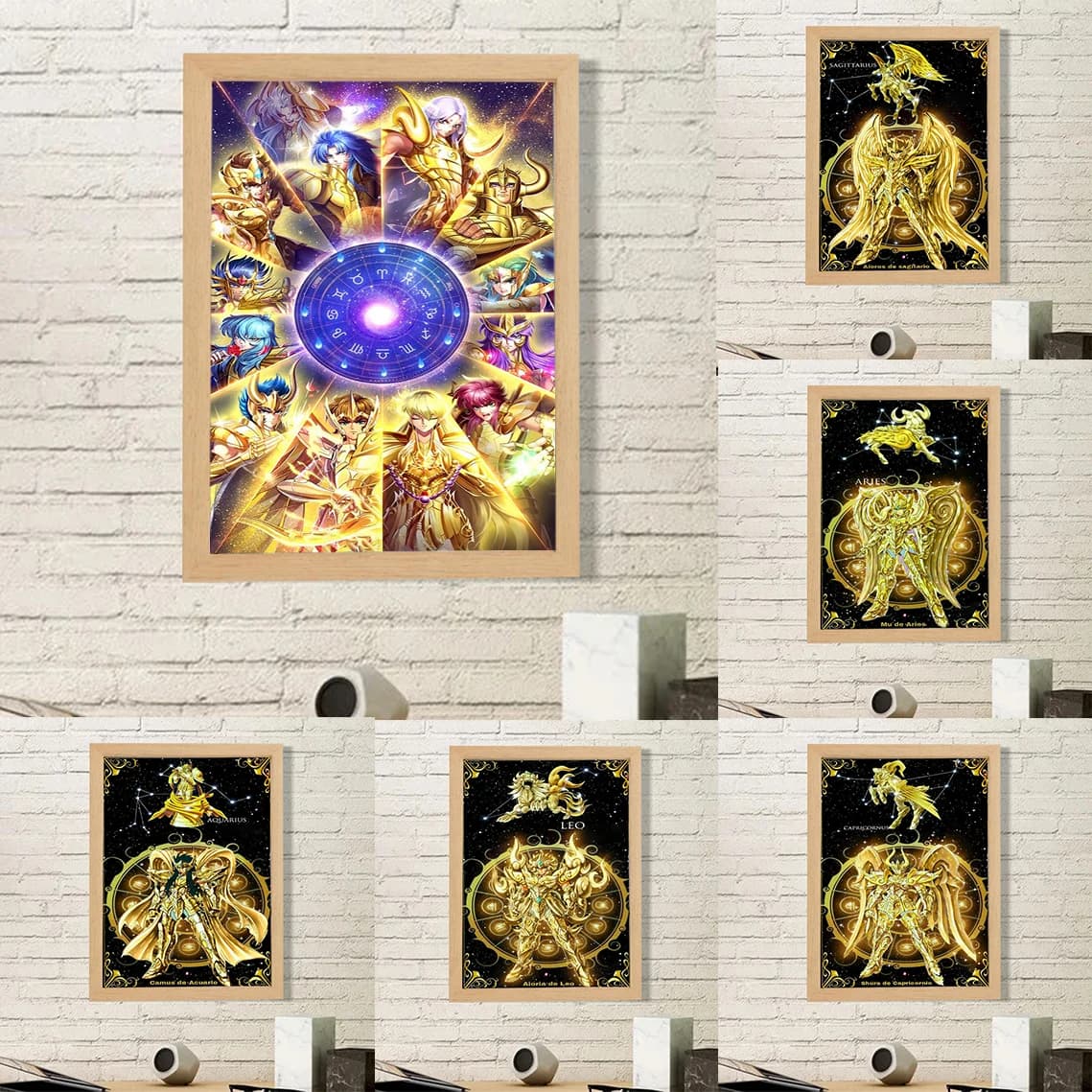 1 quadro su tela senza cornice, stampe anime di Saint Seiya, poster da parete, decorazioni per la casa con zodiaco dorato, quadri decorativi