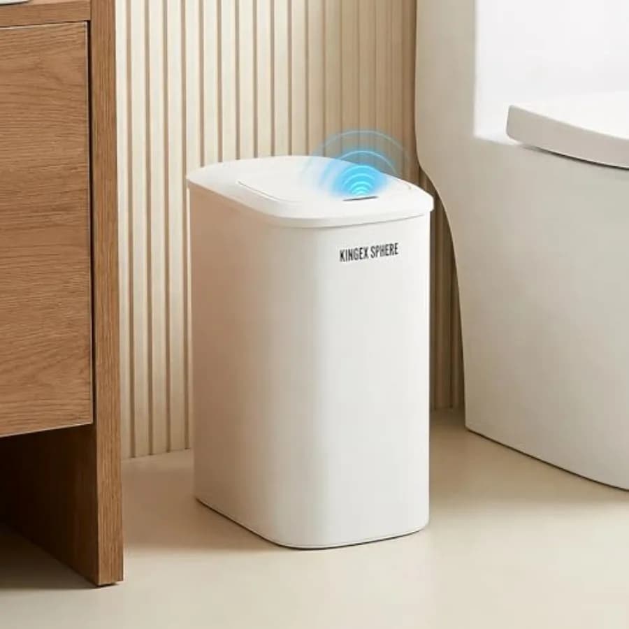 Cestino per Rifiuti con Sensore di Movimento da 2,6 Galloni, Pattumiera Automatica da Bagno con Coperchio, Cestino Intelligente Senza Contatto, Sottile e Stretto, Anti-Odore