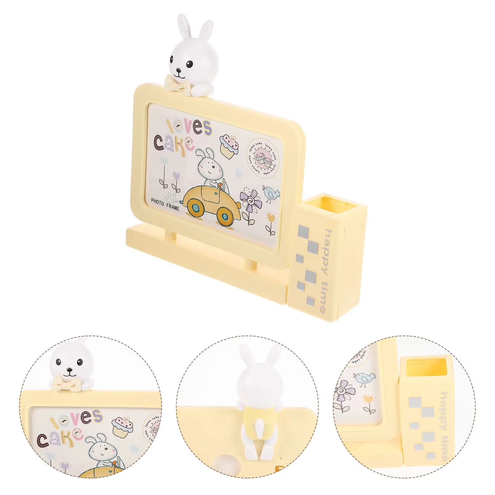 1 pz Cornice portafoto a forma di coniglio per bambini, porta penne, decorazione da scrivania, cornice da tavolo per la cameretta dei bambini