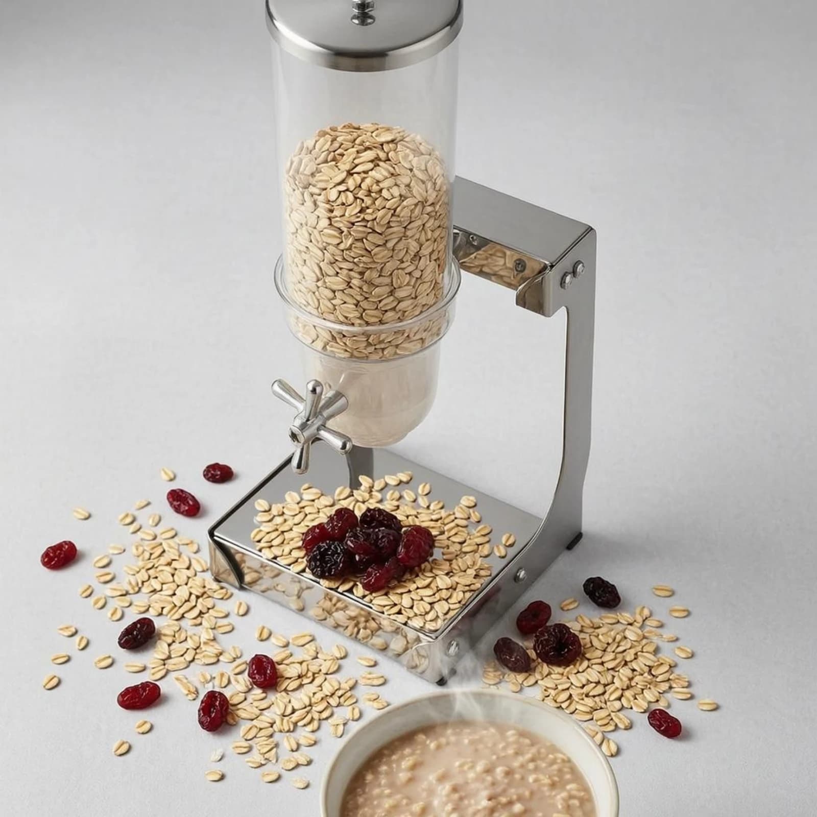 Countertop Grain Dispenser Stainless Steel Dry Food Dispenser Kitchen Storage Clear Hoppers Transparent Containers