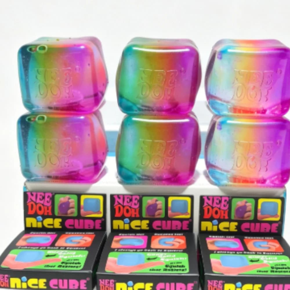 Needoh Rainbow Gradient Ice Cube Fidget Toy Sensory Ball Maltose Slow Rebound Stress Relief Super Solid Squeeze Ball for ADHD An