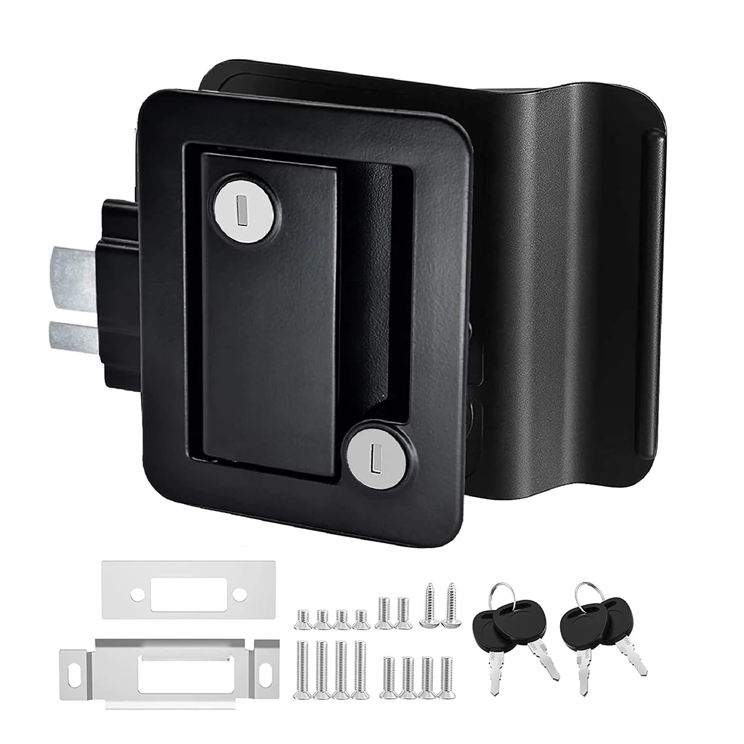 DaierTek RV Trailer Camper Serratura per porta d'ingresso Serratura per porta RV Sostituzione doppia porta aperta con catenaccio Chiave per computer Maniglia per porta