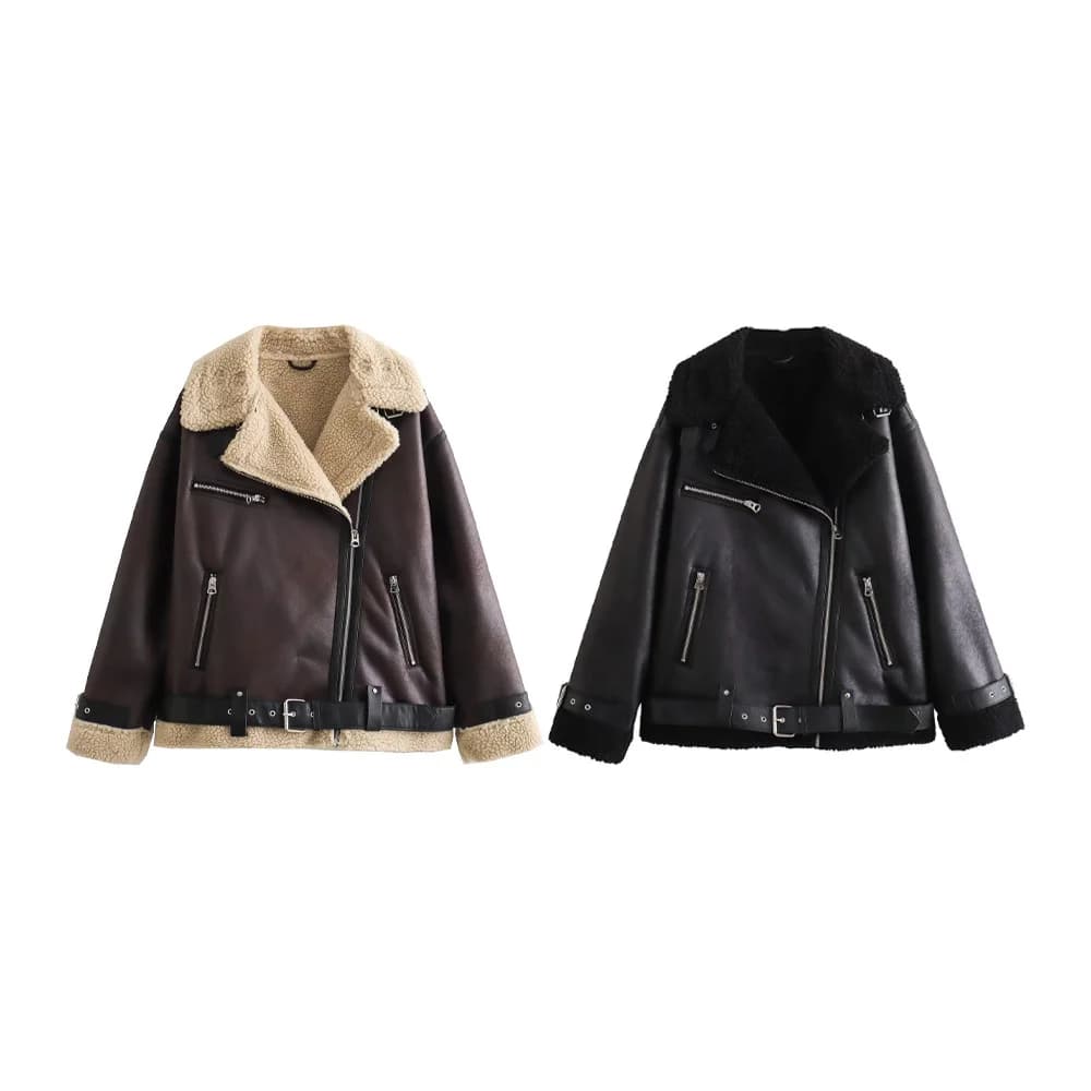 Autunno nuove donne stile europeo e americano moda allentata con cintura cappotto giacca con colletto a doppia faccia