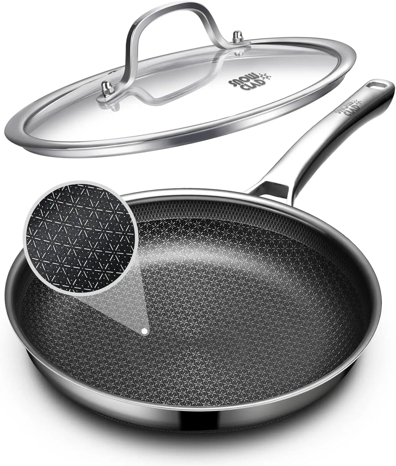 Padella antiaderente da 12 pollici con coperchio, compatibile con forno e induzione, lavabile in lavastoviglie