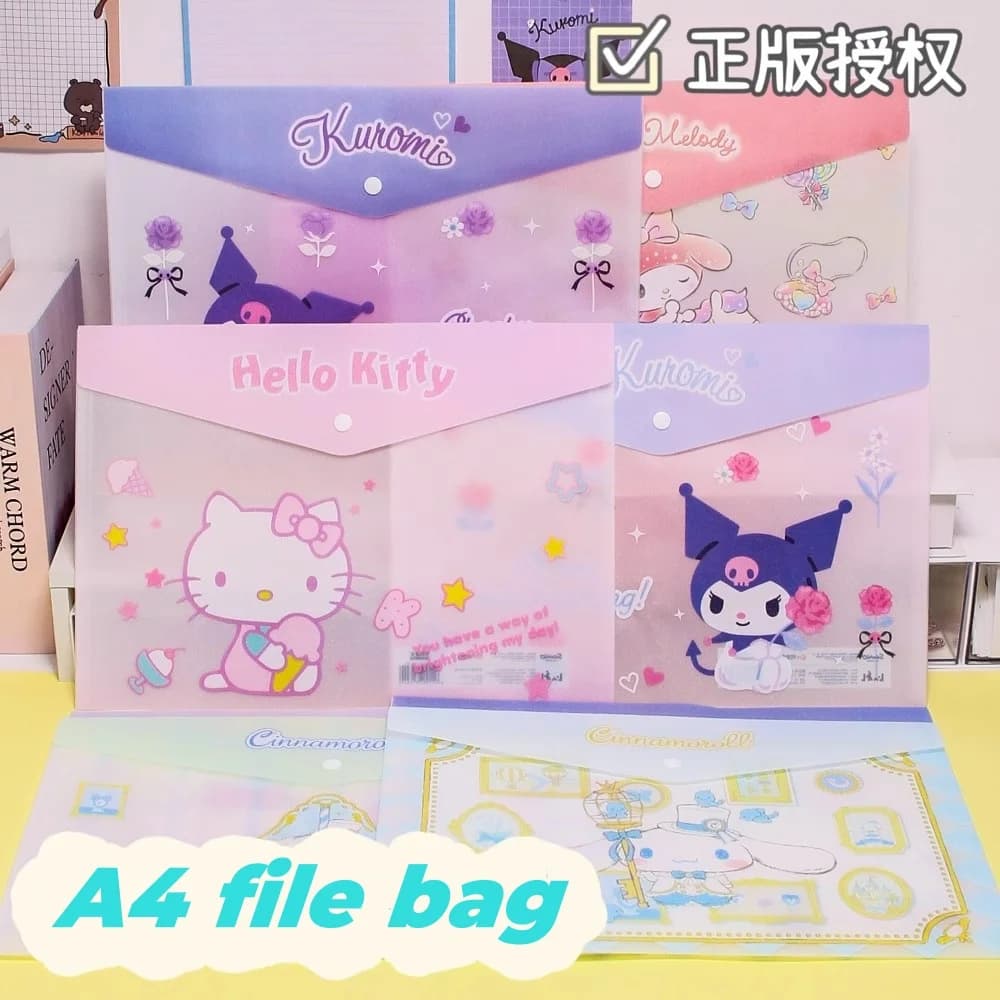 cartella sanrio cartoon scatta a4 kuromi hello kitty my melody studente libro di prova speciale sacchetto di file per cani Yugui carino cancelleria coreana
