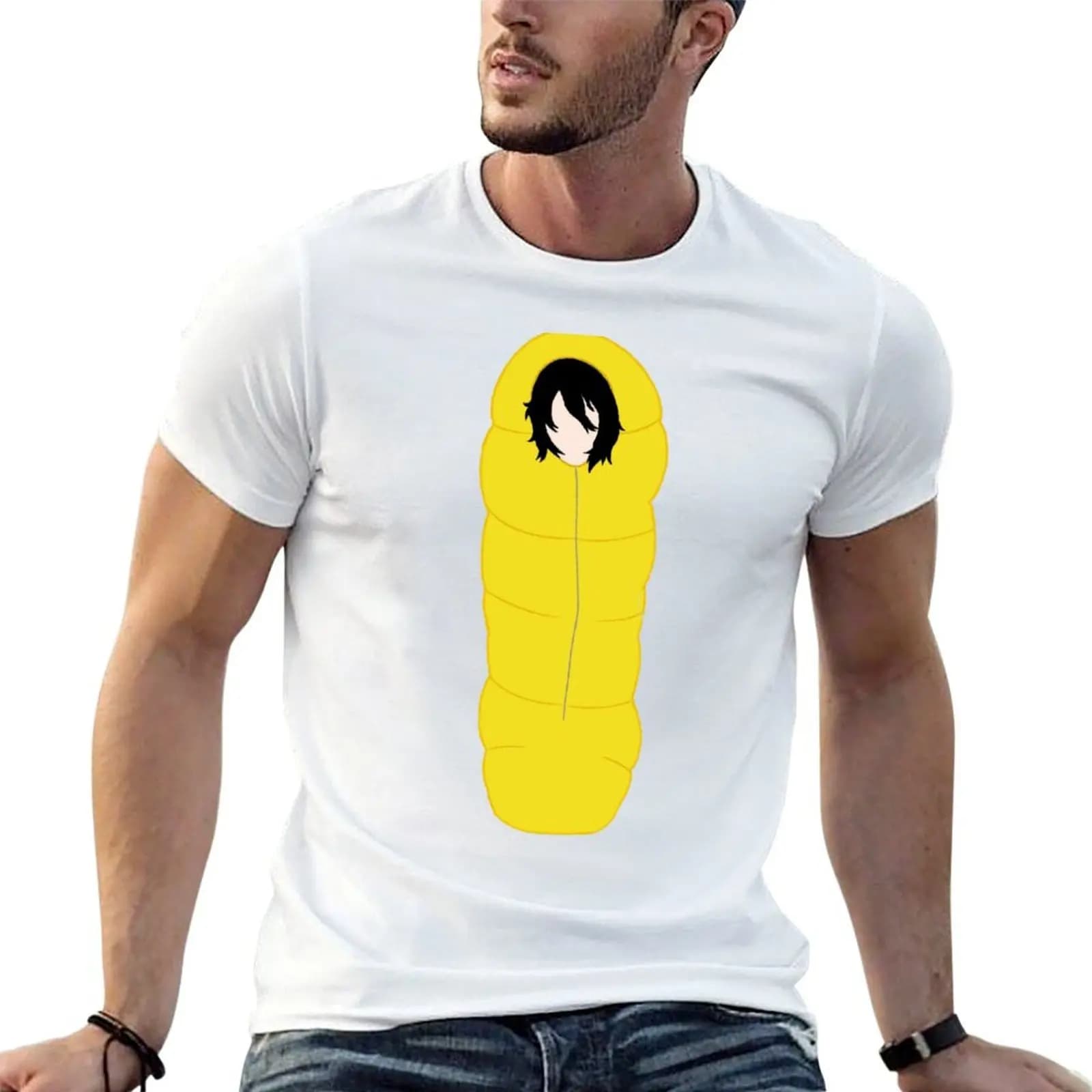 T-shirt da uomo in cotone morbido stile anime, oversize, per l'estate, modello Aizawa