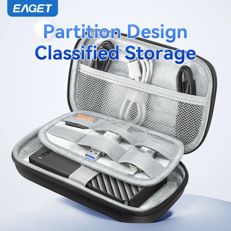 Eaget Custodia per scatola HDD da 2,5 pollici Borsa per disco rigido portatile per custodia per scatola HDD portatile esterna Protezione nera