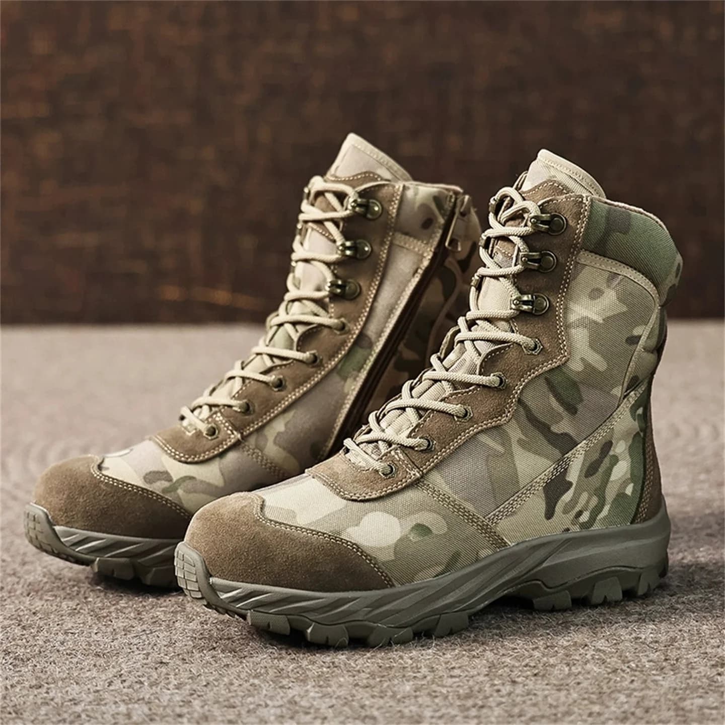 Stivali da caccia mimetici termici con fodera in lana invernale Scarpe da neve impermeabili antiscivolo per esterni da uomo Stivali da alpinismo alti