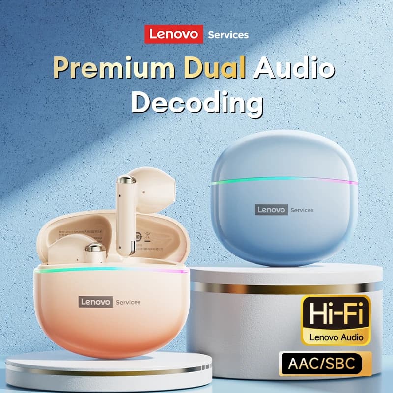 NUOVI Auricolari Wireless Lenovo LE222 TWS Bluetooth 6.0 Stereo con Colore Sfumato, Cuffie Hifi con 24 Ore di Riproduzione e Bassa Latenza HD