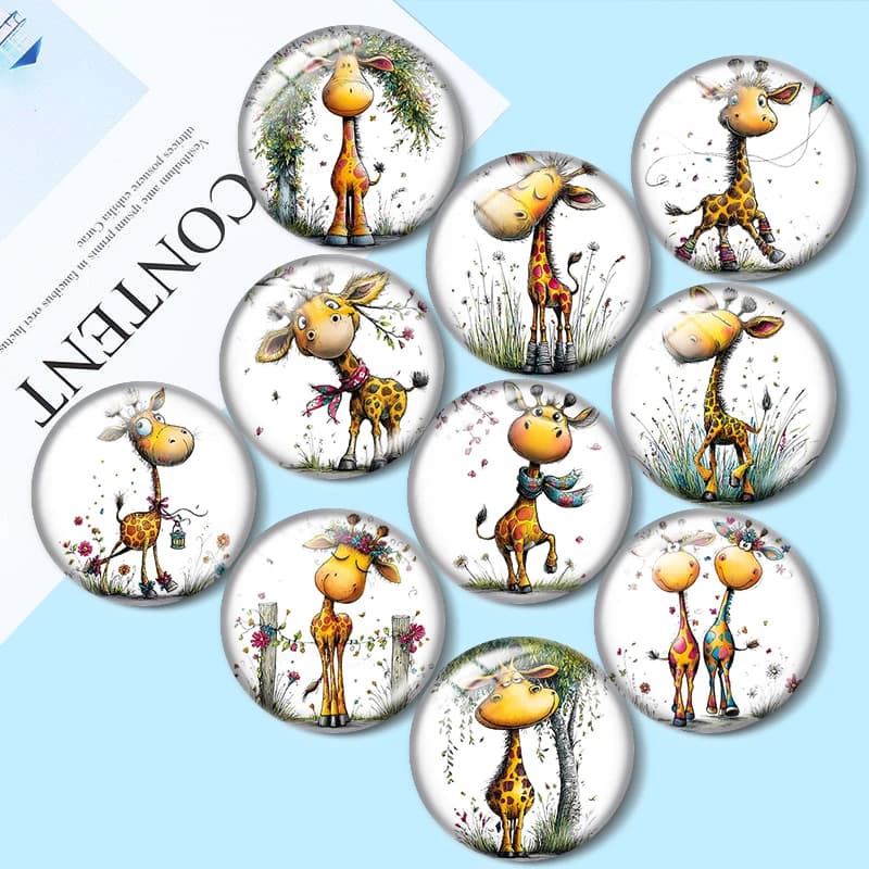 Lazy Baby Giraffe 12/18/20/25mm glass cabochon bracelet pendant rings for jewelry demo earrings back Making findings