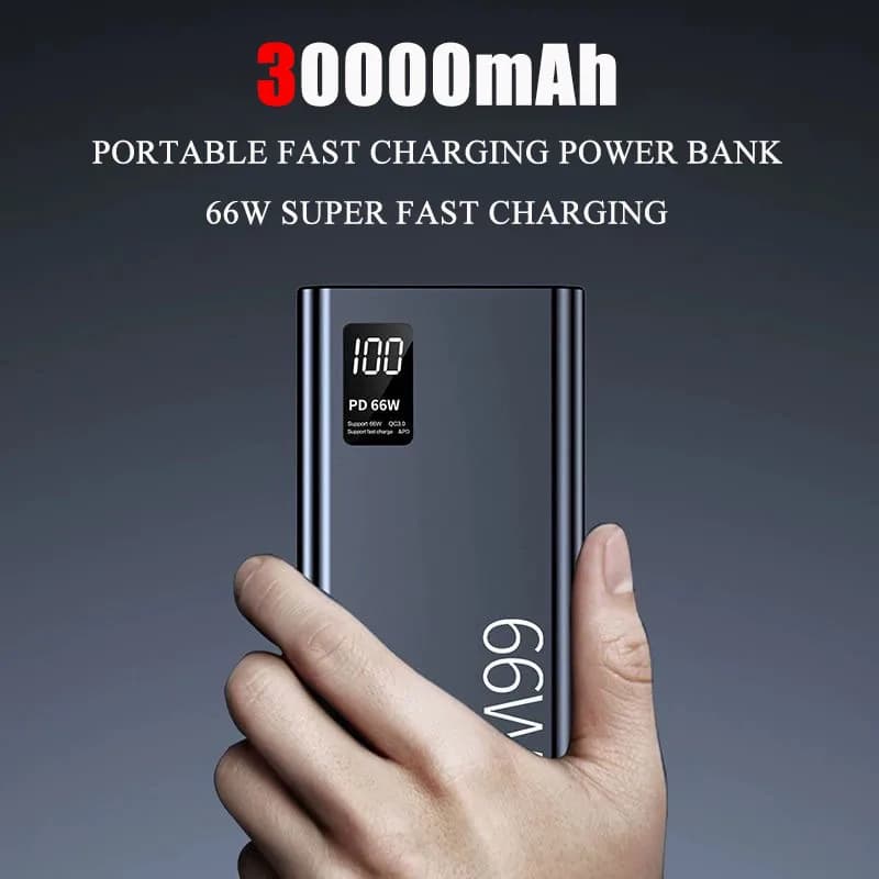 30000mAh Power Bank 66W Ricarica super veloce per iPhone 15 14 Huawei P50 Xiaomi Samsung PD 20W Caricabatteria esterno Powerbank