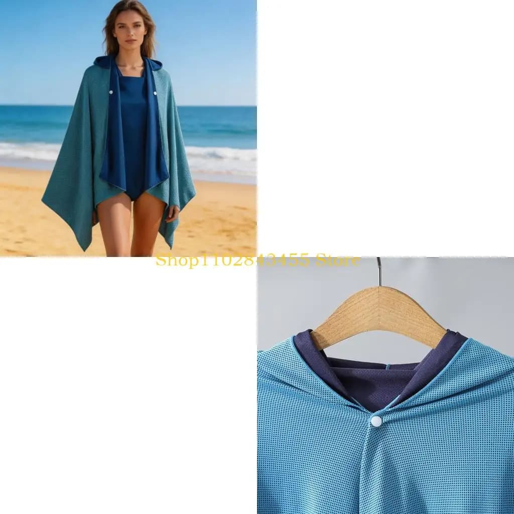 49MC Large Size Quick Dry Hooded Towel with Cooling Effect Soft Microfiber Fabric for Beach Pool and Outdoor Adventures