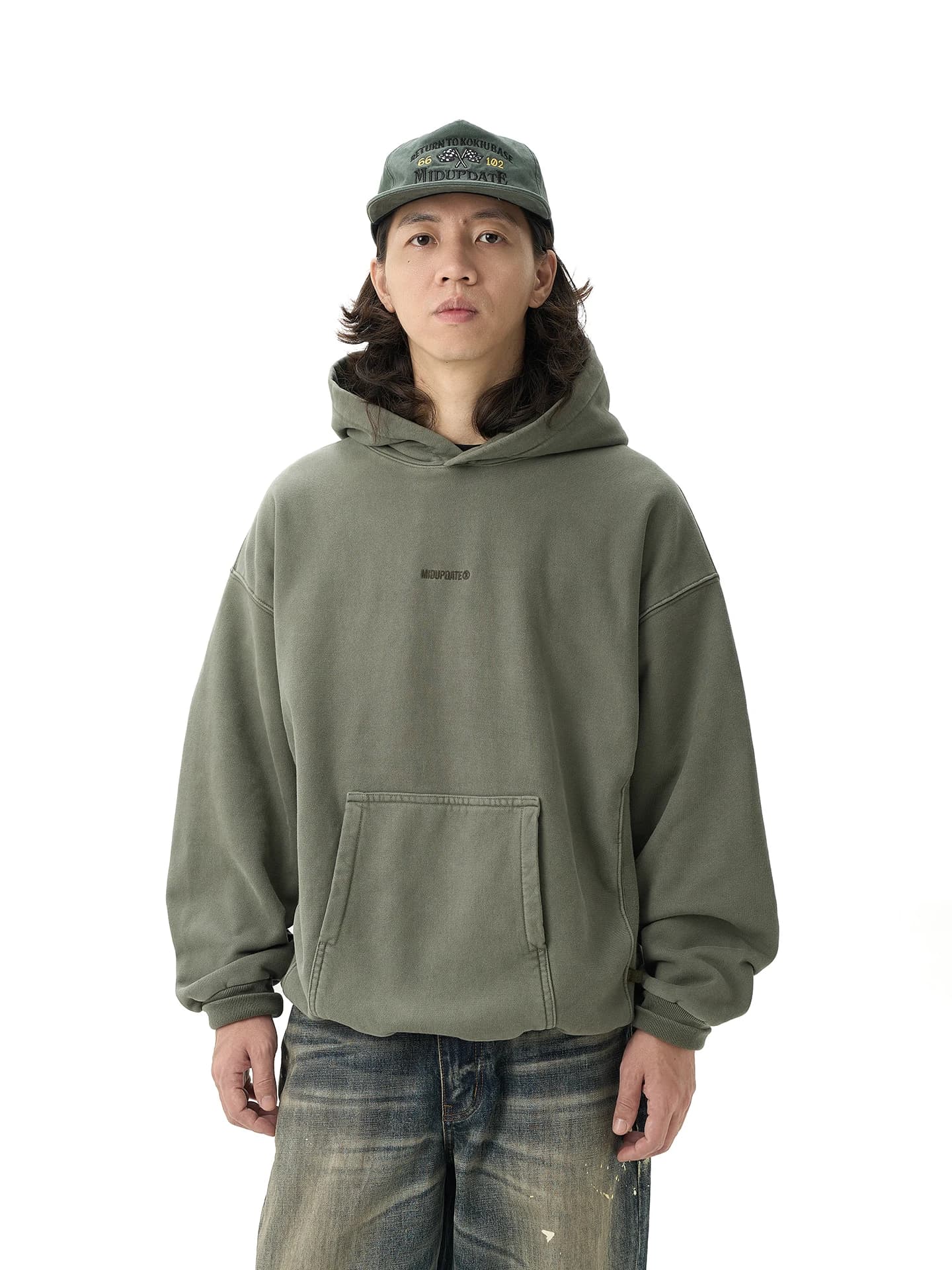 Retro Waed Loose Straight Leg High Densi Embroidery Hoodie Sweatirt Men Midupdate 2025 Autumn Winter Japanese Sle Casual