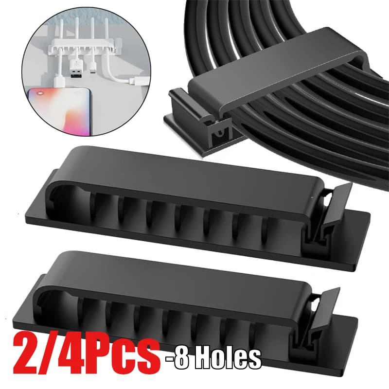 Organizzatore di cavi a 8 fori Clip per cavi autoadesive Morsetto per gestione cavi USB Supporto per cavo da parete per scrivania domestica Gestore di cavi di ricarica